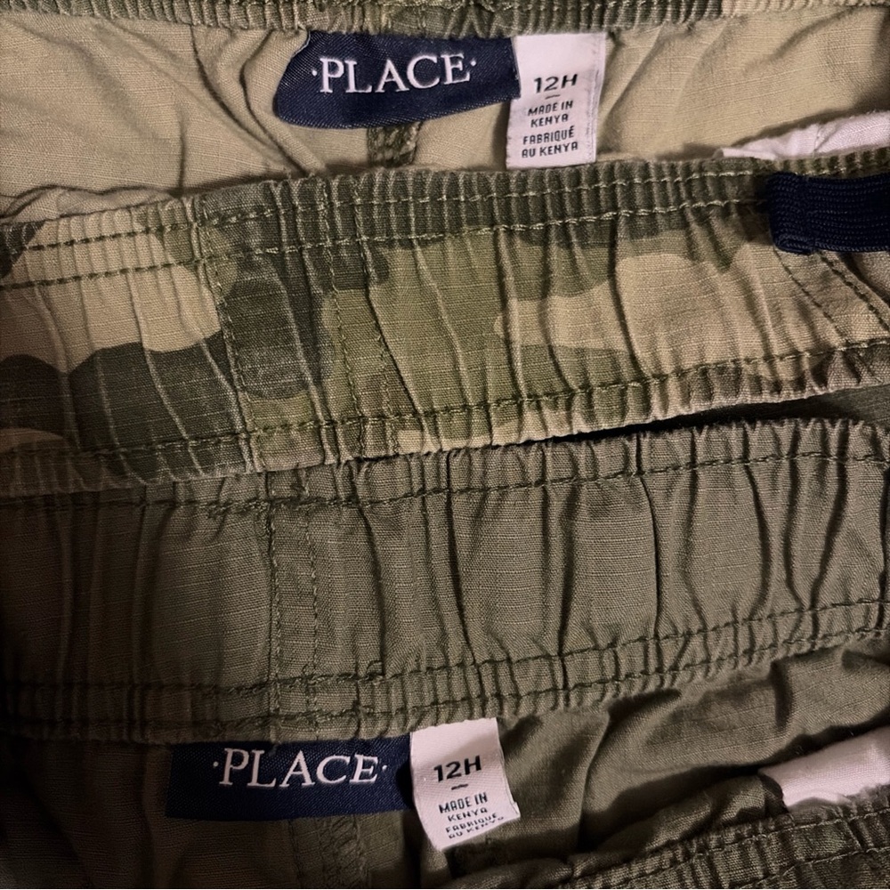 The Children's Place  2 pairs of Green & Camo Elastic adjustable Waist Shorts